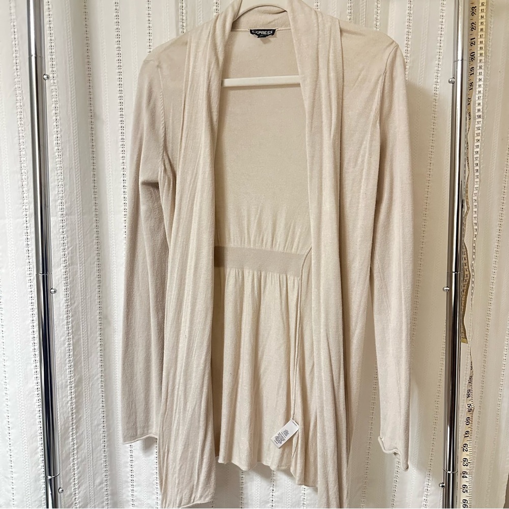 Express | Cream  | Open-Front Cardigan, draped style, size M